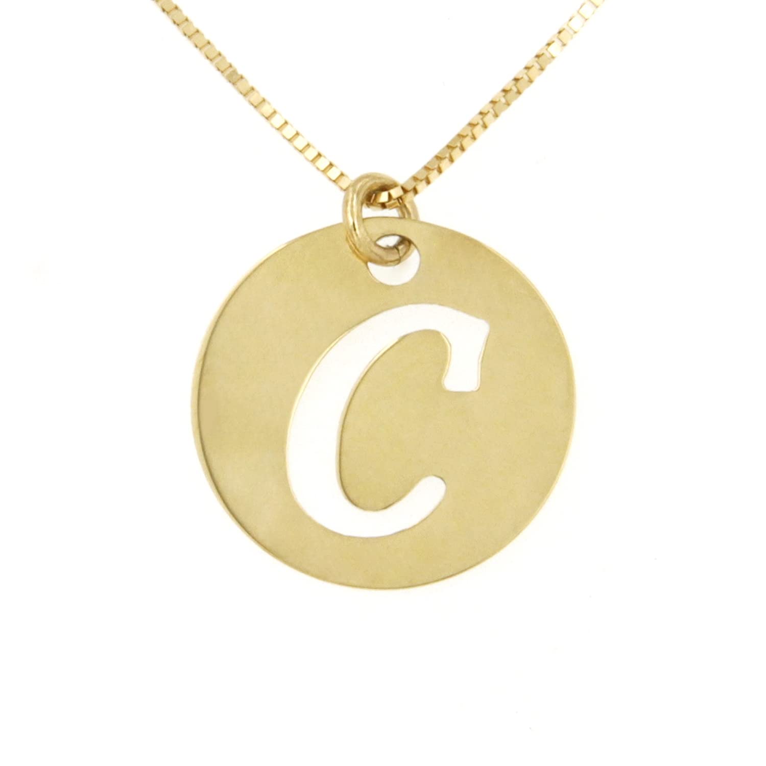 forme di Lucchetta - Initial Necklace Gold, A B C D E G H I J K L M N O P R S T V Z Alphabet Letter, Premium 14k Italian Solid Gold Necklaces for Women Teen Girls, Fine Jewelry, XS2407-VE45, Metal