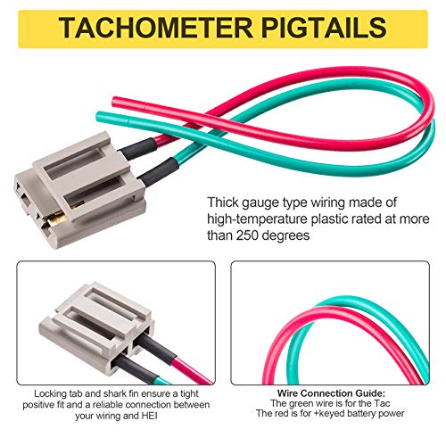 Pagow 2 Pack 170072 Hei Distributor Pigtail, Electrical Wiring Harness Replacement 12 Volts For Battery And Tachometer Connector Ignition Coil Tach Accessories #TOP2