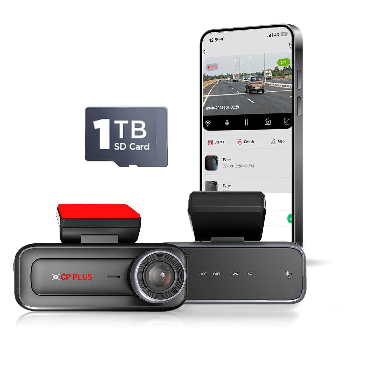 CP PLUS 4G Dashcam for Car with Full HD Front Camera & Live GPS Tracking | H.265 Recording | G-Sensor | Parking Mode | Two-Way Talk | Motion Detection | Time Lapse | SD Card Support up to 1TB | CP-H27-image-48