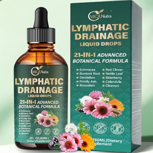 21- in-1 Lymphatic Drainage Drops for Liposomal Immune & Lymph System Support Supplement for Women & Men with Echinacea Dandelion Burdock Bromelain Calendula Turmeric & More 2 FL OZ