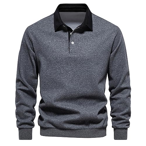 Paquete de camiseta casual de manga larga para hombre con cuello | Camiseta versátil en capas inferiores para 2026, suave, gris oscuro, XL