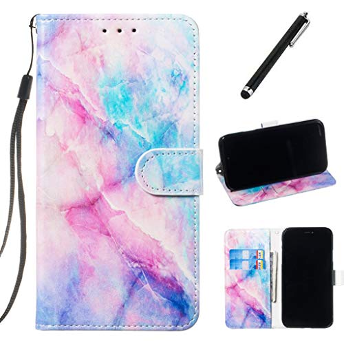 Beddouuk Compatible with Samsung Galaxy A20/A30 Case,Creative 3D Premium Leather Flip Cover Kickstand Card Slots Wallet Case Folio Notebook Case for Galaxy A20/A30-Pink marble