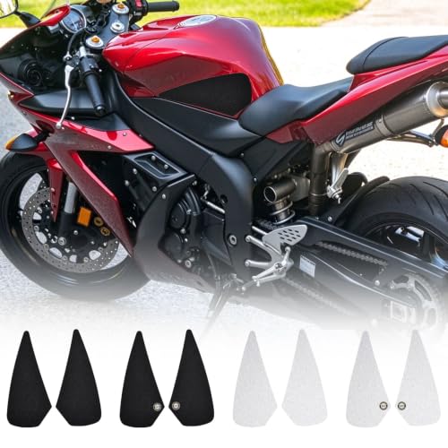 Protector de depósito de gasolina para YZF R1 2004-2006，Logotipo negro | Almohadilla antideslizante para depósito de gasolina, adhesivos antideslizantes para compatible with Ya&ma&ha YZF-R1