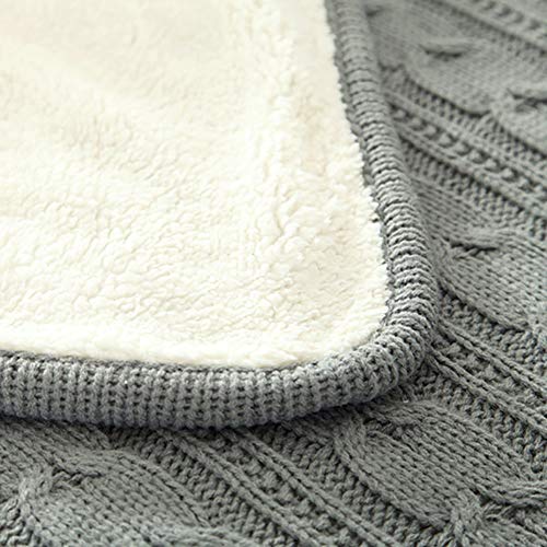 Plaid couverture en maille torsadée et toison premium - 5