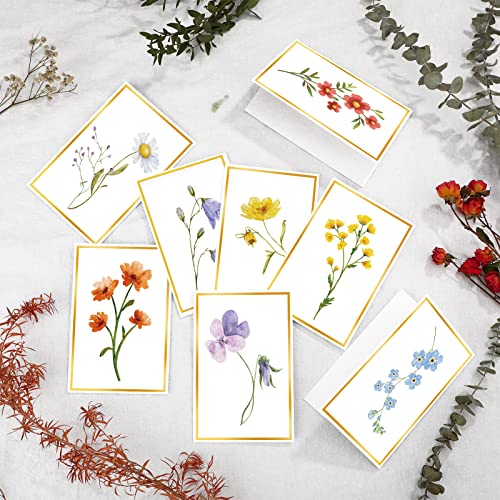 Junkin 80 Pcs Watercolor Flowers Greeting Cards 6X8 Floral Gold Foil Blank Cards All Occasion Note Cards 8 Assorted Floral Designs With Gold Foil Borders Postcards For Birthday Wedding Mother's Day #TOP3