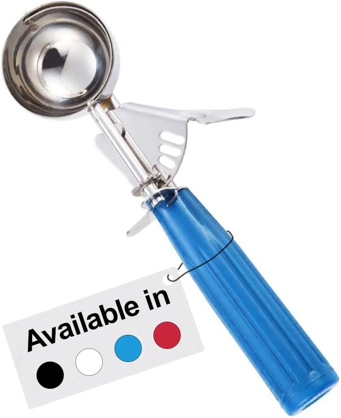 Cuchara de gatillo, tamaño #24 (2 pulgadas de diámetro), capacidad de 2.7 cucharadas, acero inoxidable, control de porciones, cuchara de masa de