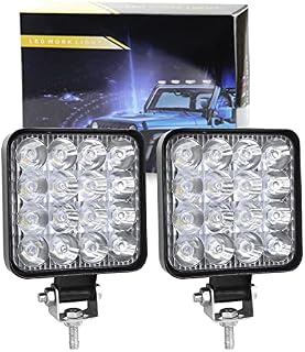 RIGIDON 2 Pcs Square Mini Ultr Thin Led Work Light, 3.3 inch 48W Spot Beam, 12V 24V Outdoor Driving Lights Lamp for Car Off road Boat Truck 4x4 SUV ATV Tractors Excavator, 6000K White, Fog Lamp