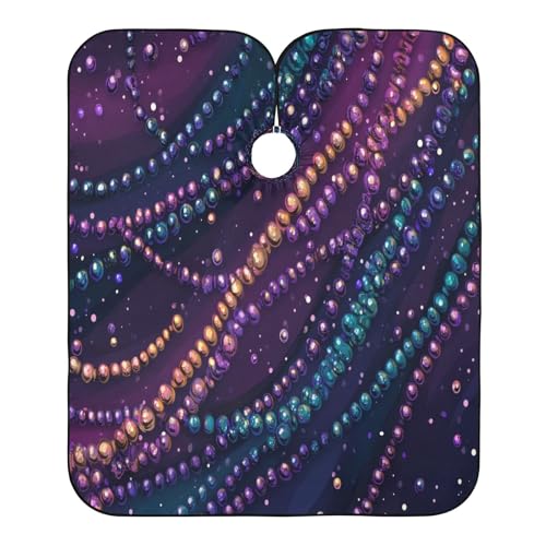 Burbuja Mardi Gras Bead Barber Cape, Hair Cutting Cape with Adjustable Neckline Waterproof Polyester Salon Barber Cape for Unisex Adult