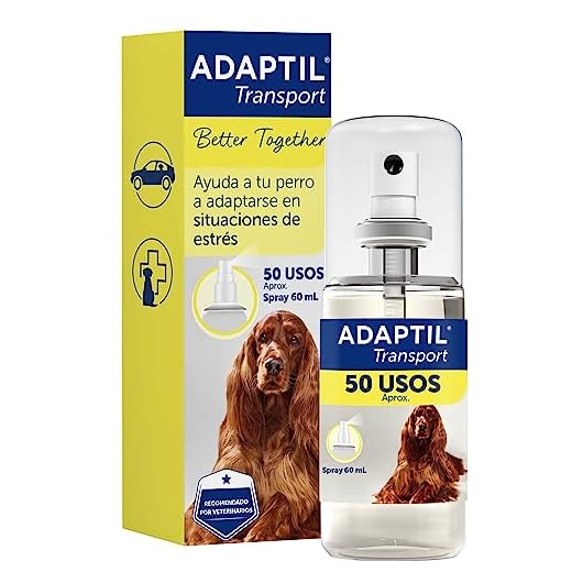 Adaptil Transport - Antiestrés para Perros - Viajes, Transporte, Temblores, Lloros, Jadeos, Inquietud, Tensión - Spray 60 ml