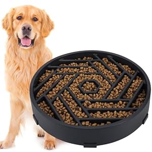 Slow Feeder Dog Bowls Large Medium Breed,Anti-Choking Slow Eating Dog Food Bowl,Non Slip Pet Slower Food Feeding Bowls Large Puzzle Slow Feeder Bloat Stop Maze Dog Dishes,Black
