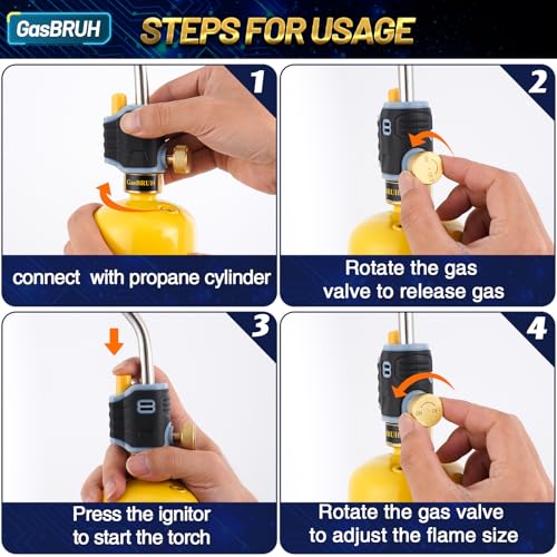 Image of GasBRUH High Intensity Propane Torch Head with Igniter, blow Torch Kit for Propane Mapp Gas, Trigger Start GasTorch（CSA, Fuel not included)