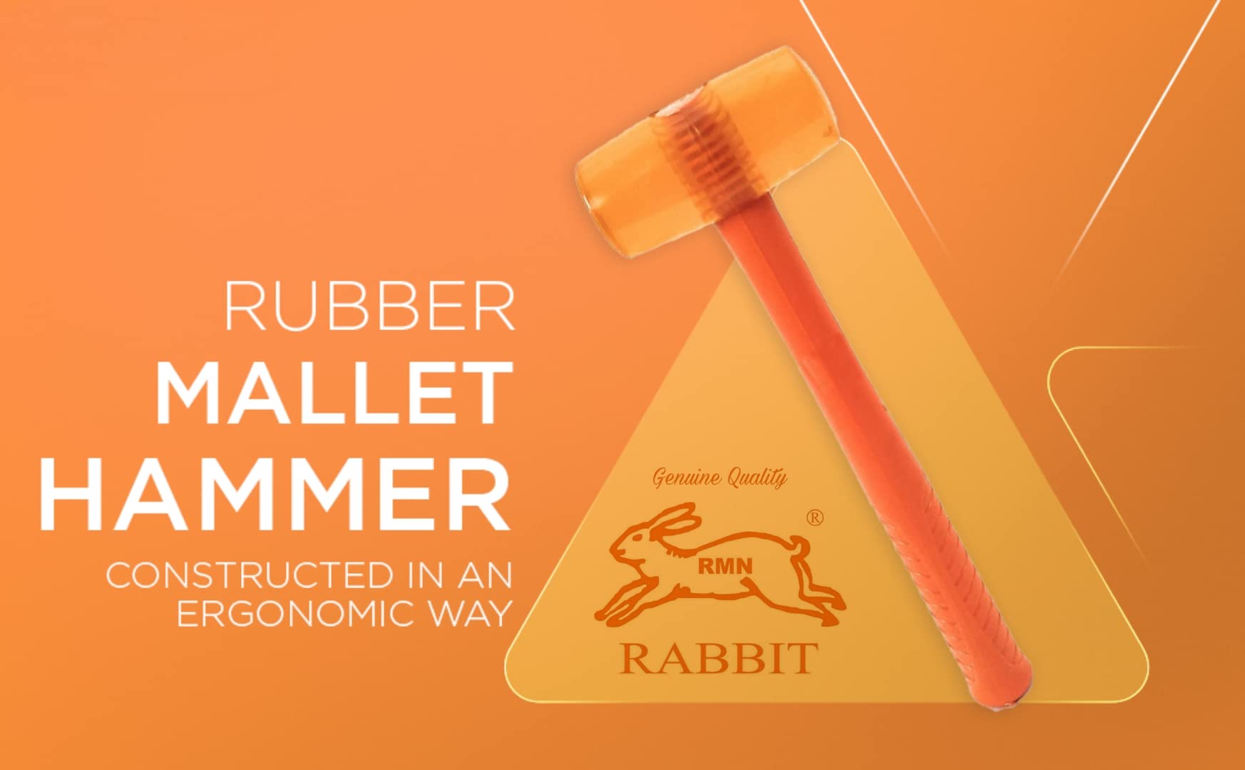 RABBIT® Rubber Mallet Hammer 1.5" Non-Marking Shock Absorbing Hammer and Non-Slip Comfortable Grip Handle Soft Face Hammer for Jewellery Making, Watchmaking, Leather Crafting, Metal Work, DIY 3