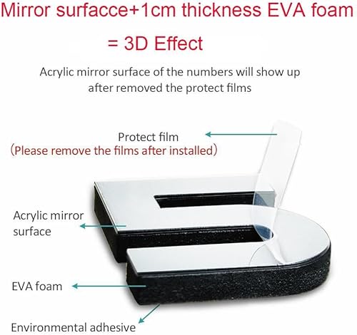 Miniatura 3 de Reloj de pared 3D para bricolaje, grande, sin marco, superficie de espejo, para sala de estar, dormitorio, oficina, hotel, decoración de pared