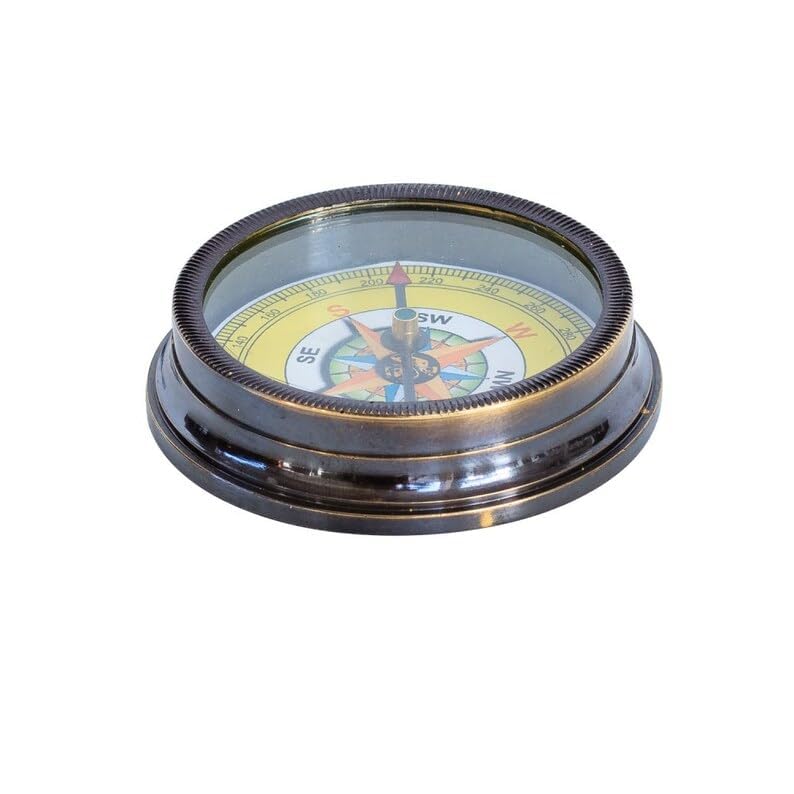 Nautical Brass Compass, Antique Style Maritime Ship Navigation Decor, Antique Brass Finish-image-11