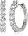 Sterling Silver Cubic Zirconia Hinged Huggie Hoop Earrings (0.84 cttw, 0.64" diameter)