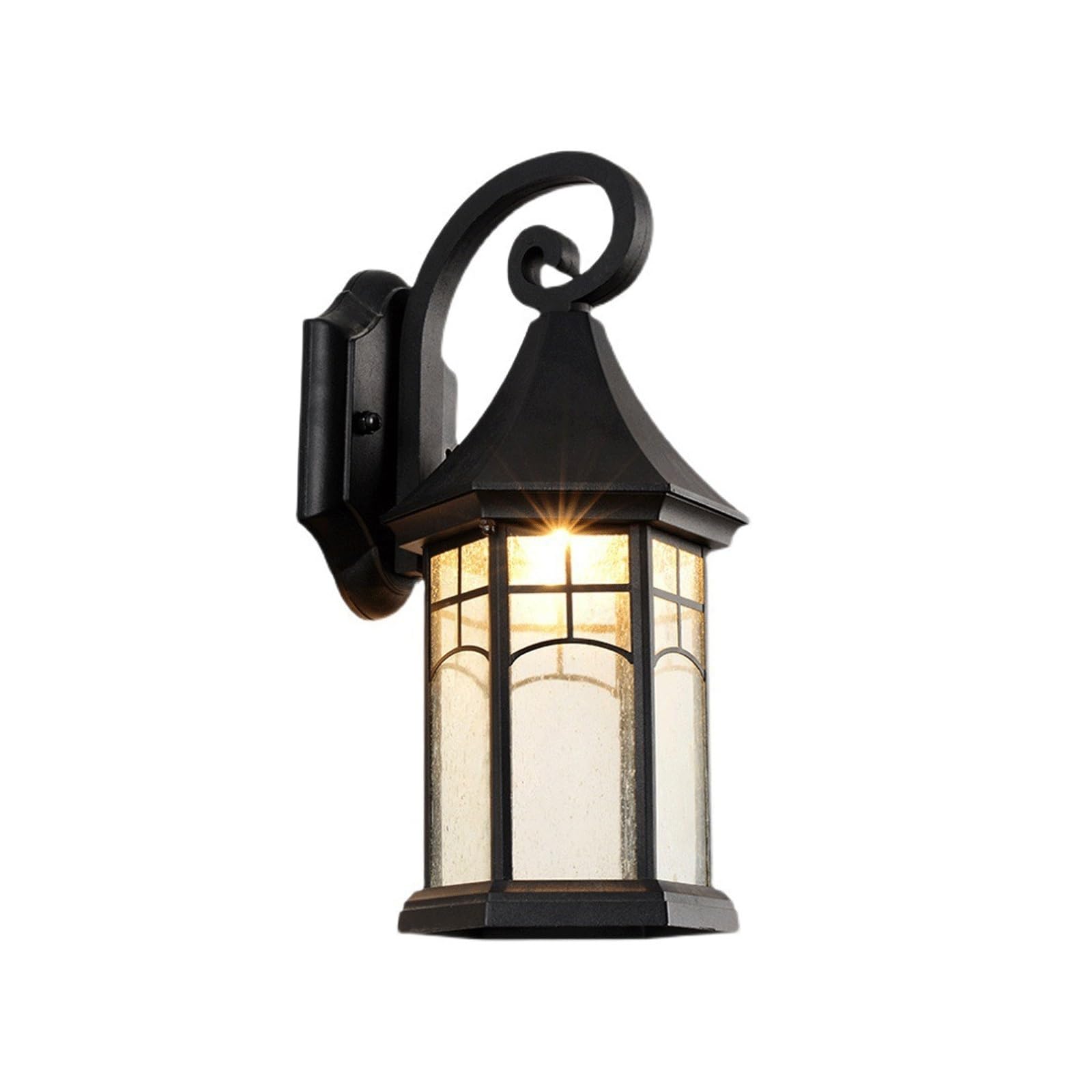 OZBMA Outdoor Wall Lantern, Black Die Cast Aluminum Exterior Sconce with Seeded Glass, E27 Waterproof Mounted Lamp for Villa, Courtyard, Garden, Porch, Patio, Entryway Cottage
