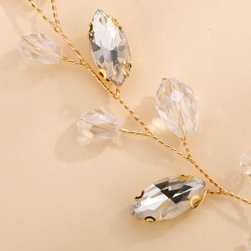 Miniatura 4 de Teyglen Diadema de diamantes de imitación de cristal para novia, hecha a mano, con diamantes de imitación azules, accesorios para el cabello de
