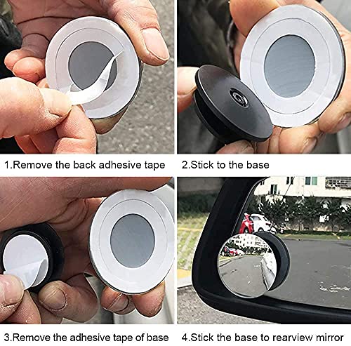 Image of CarFrill Blind Spot Mirror, HD Glass Convex Lens Frameless Adjustable Blind Spot Mirror for All Universal Vehicles Car Stick-on Design (Round 2 Pic))