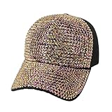 MA ONLINE Damen Baseballkappe mit Strassbesatz, verstellbar, für Kostümparty, Sommerhut, khaki, One size