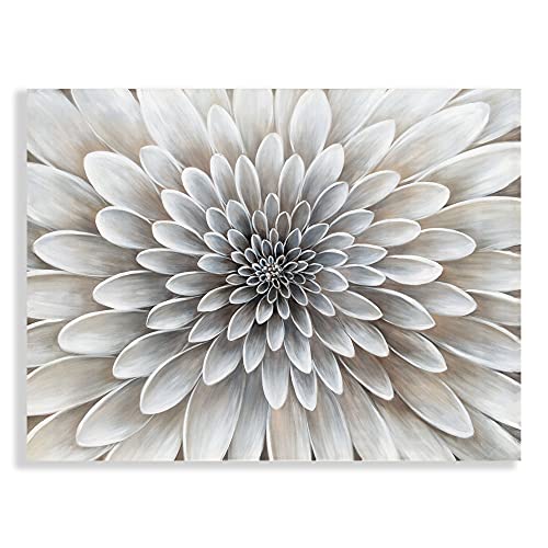 RICHSPACE ARTS Floral Wall Art in Neutral White Color Modern Abstract Canvas Painting Large Home Decor Framed Boho Artwork Dahlia Flower Picture for Living Room Bathroom Bedroom Home Office by RICHSPACE ARTS - Image 2