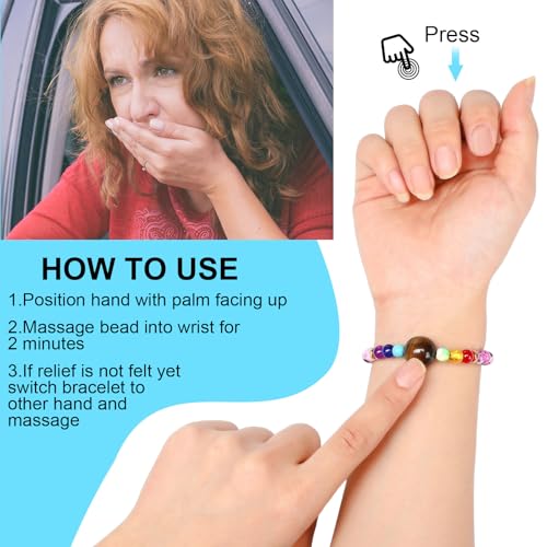 Image of Sureio 6 Pcs Motion Sickness Bracelets Cruise Essentials Adjustable Anti Nausea Wristband for Adults Car Sea Air Sickness Relief