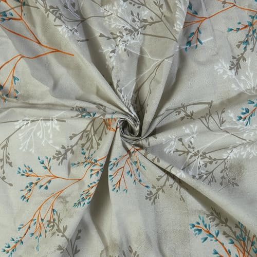 Image of Haus & kinder Double Bedsheet for Queen Size Bed | 90 x 100 Inches 144 TC Cotton Bedsheet for Double Bed with 2 Pillow Covers - Serene Branch Blue