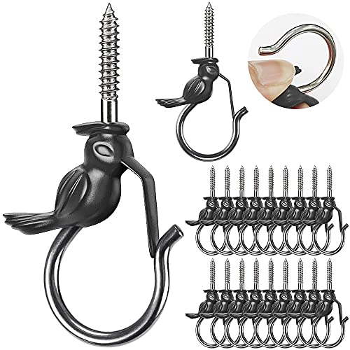Limited Stock Dolibest Q-Hanger Christmas Light Hooks for Outside, Screw Hooks for Outdoor String Lights, Ceiling Hooks with Safety Buckle Design, Hanging Plants, Wind Chime, Fairy Lights, Xmas Light Hooks