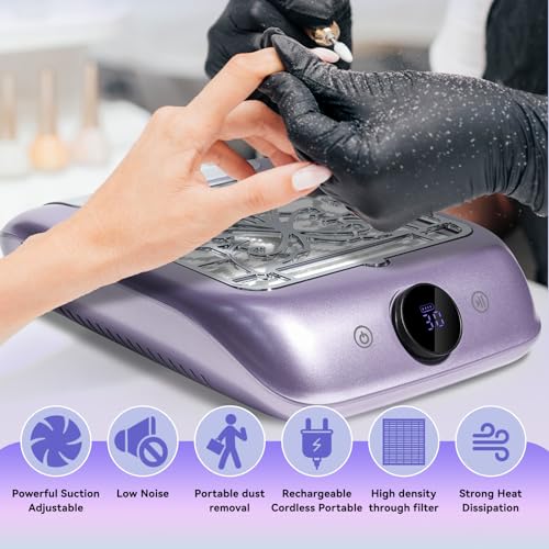 Recolector de polvo para uñas con pantalla LED y velocidad ajustable miniatura 2