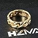 HZMAN Mens Stainless Steel 7mm Wide Band Cuban Link Chain Ring, Silver Gold Black