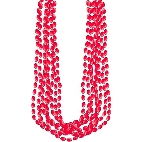 amscan 395444.4 Colares de contas vermelhas oblongas metálicas, 76,2 cm, 8 Ct."