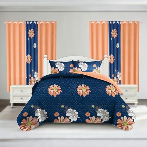 Deepsleep Ensemble Courtepointe 9 Pièces Queen Fleur Orange
