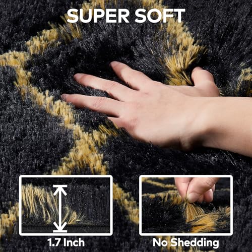 Alfombra suave 5x7 FT para sala, geométrica antideslizante miniatura 6