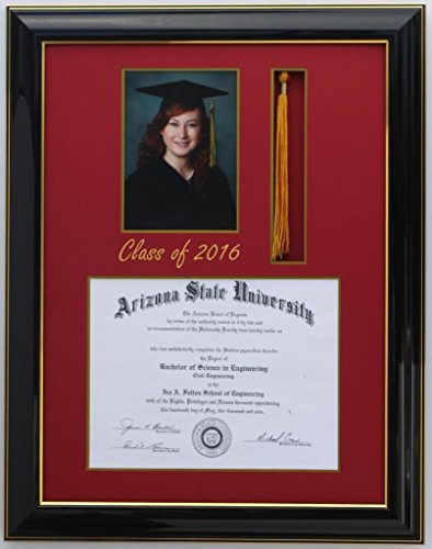 3Art 6X8 Sq-Diploma, With Tassel And 5X7 Picture Frame. Mahogany/Black (Customizable) #TOP6