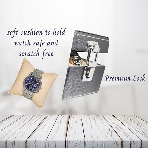 Image of ZAFCO Watch Box Organizer for Men and Women Single Slot Premium Luxury PU Leather Watch Display Case Portable for Travelling Gift Bracelet Jewellery Box Black