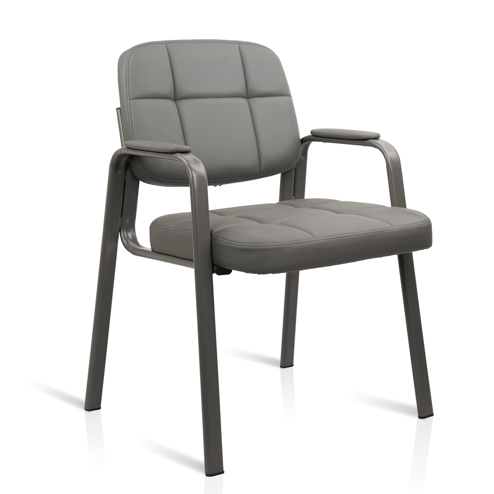 CLATINA Waiting Room Guest Chair With Bonded Leather Padded Arm Rest For Office Reception And Conference Desk Black With Sled Base 4 Pack