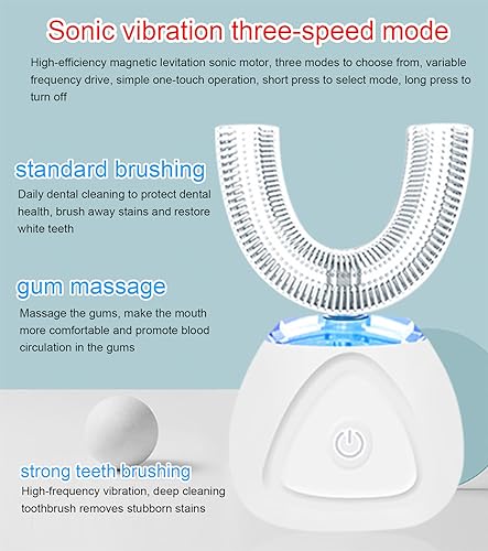 VIDECOR U-förmige Zahnbürste für Erwachsene, Automatische Reinigungszahnbürste, Mundpflege-Werkzeug, Zahnreiniger, Elektrische Schallzahnbürste mit Lebensmittelechtem Silikon-Bürstenkopf,Black – Bild 6