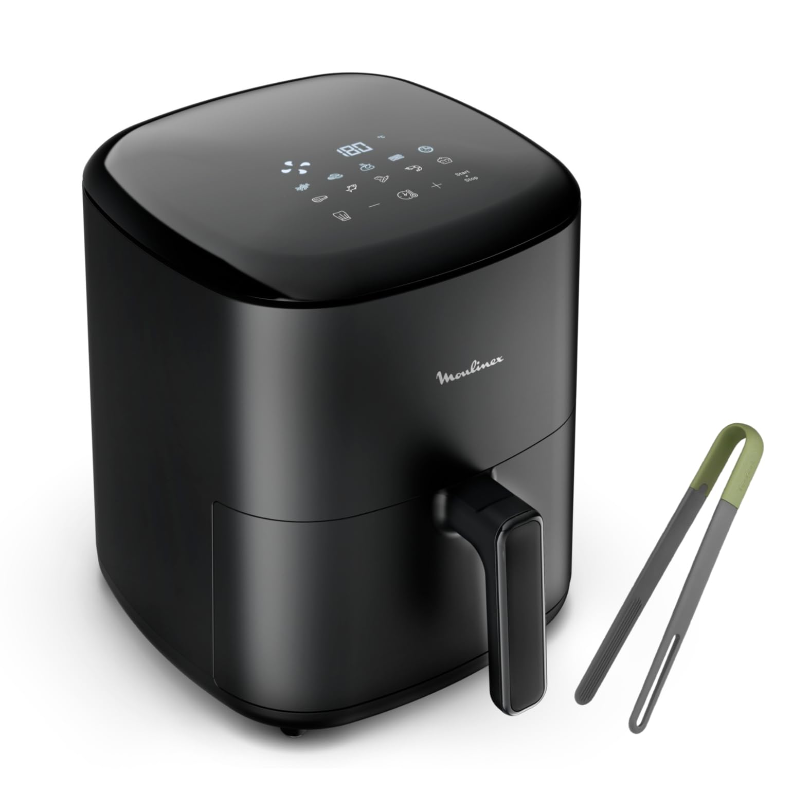 Moulinex Easy Fry Max 5L - Freidora aire 1500W, ahorro energético hasta 70%, panel control intuitivo, 10 programas automáticos, para 6 personas, Incluye Pinzas Coladoras, Negro, EZ245820ES