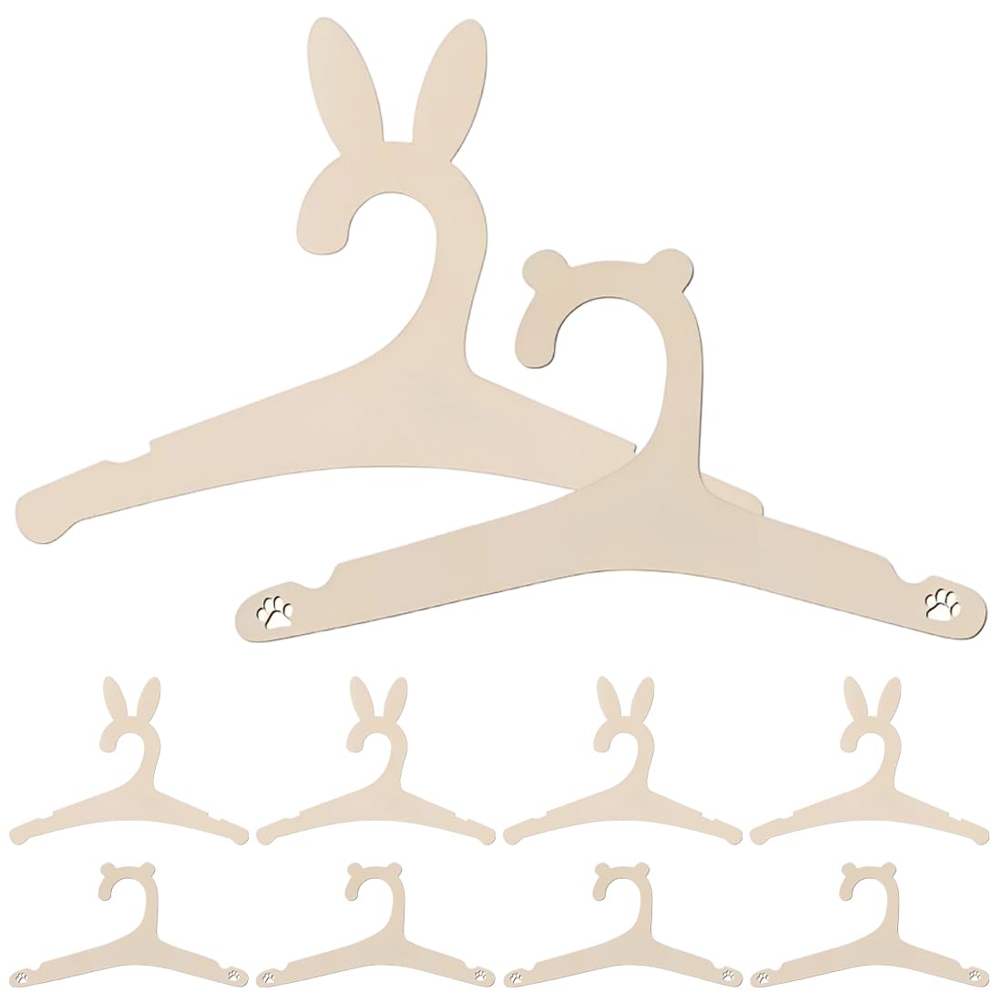 10 grucce antiscivolo in legno per neonati, decorate con orsetti e coniglietti, grucce resistenti, grucce per bambini per vestiti di neonati e bambini piccoli, regalo per neonati, 22,8 cm * 12,1 cm