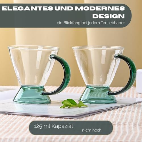 Service à thé en verre borosilicate théière 500ml et 4 tasses modernes - 8