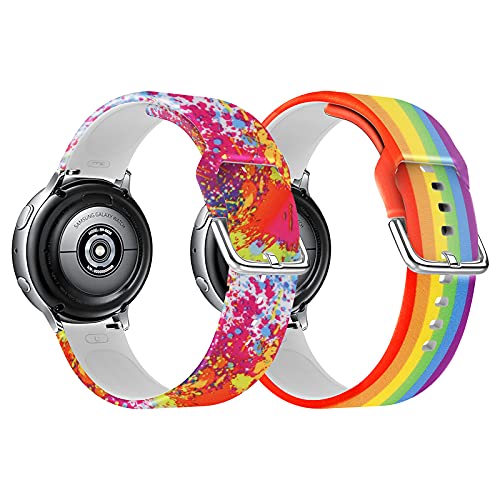 Faychey 20mm Bands Compatible with Samsung Galaxy Watch 4/Active 2 44mm 40mm/Galaxy Watch 4 Classic 42mm/Classic 46mm/Galaxy Watch 3 41mm/Gizmo Watch 1 2/Gear Sport/Gear S2 Classic/Vivoactive 2, 2 Pack Soft Pattern Floral Straps