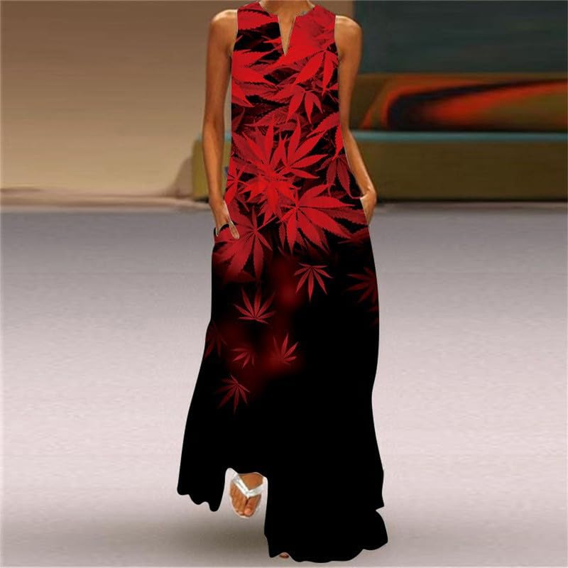 Robe longue maxi fluide coupe ample été à imprimé ethnique et poches