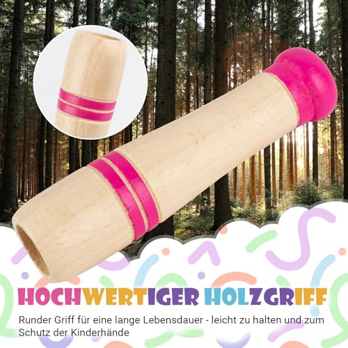 Springseil Kinder, Verstellbare Springseil mit Holzgriff und Regenbogen – Ansicht 2