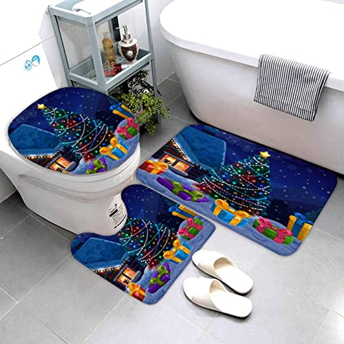 Badematten Set 3D 40x60 Weihnachten absorbierend 3-teiliges Badezimmerteppich-Set maschinenwaschbare weich badteppich… – Bild 5