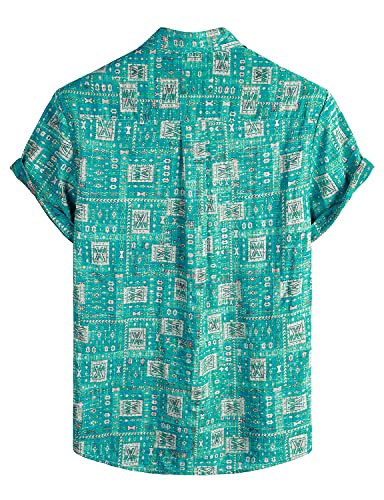 Vatpave Mens Front Pocket Hawaiian Shirts Casual Floral Shirts Short Sleeve Button Down Beach Tropical Shirts 3X-Large Light Blue Flower #TOP1