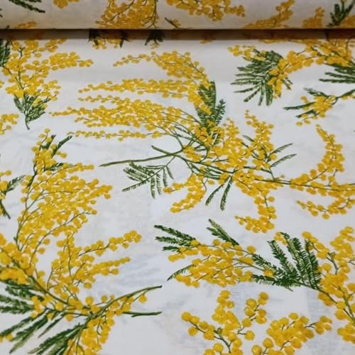 Ferrero Tejidos - Tela Loneta Estampada MIMOSA. Ancho 2.80m. Largo a escoger de 0.50 a 0.50 metros en una sola pieza. Para costura manualidades tapizar forrar confeccionar mantelería lavable