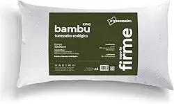Travesseiro King Antialérgico Fibra de Bambu 50x90cm Suporte Alto e Firme, Fibra de Poliéster Siliconada, Lavável em Máquina, Branco