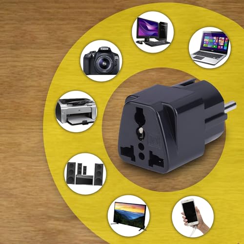 Image of MX India to Europe Travel Adapter Schuko Plug Type E /F European Plug Adapter Universal Socket for Europe Perfect for Laptop Camera Charger Pack of 2