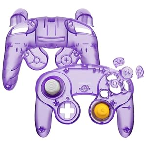 eXtremeRate Clear Atomic Purple Faceplate Backplate for Nintendo GameCube Controller, Custom DIY Replacement Housing Shell Cover with Buttons for Nintendo GameCube Controller – Controller NOT Included