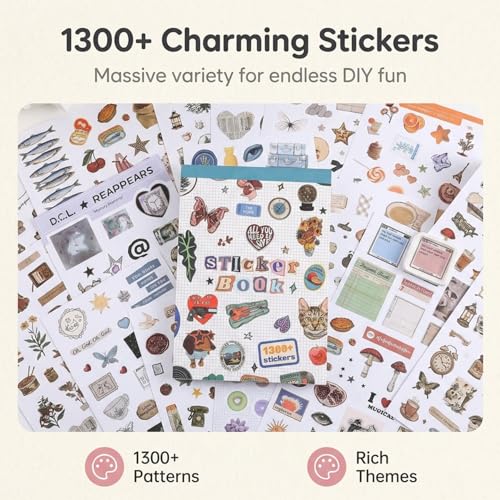 Image of PATPAT 50 Sheets Sticker Book for Journal, 1300 Cute Designs