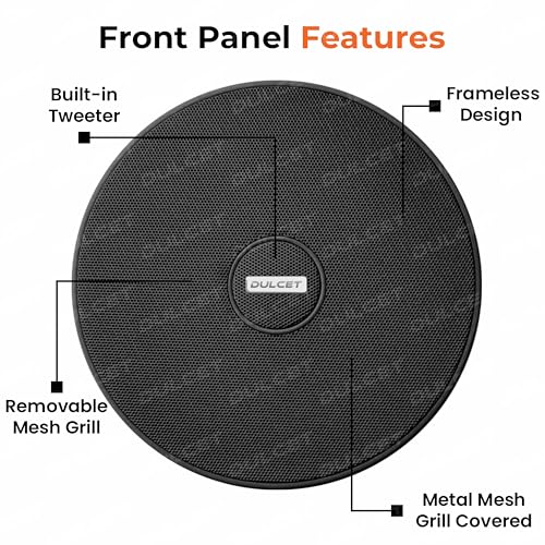 Image of DULCET DC-CS6F-LN Pro Black 6.5 inch 20W 2 Way 8 Ohms Ceiling Speaker with 100V Constant Supply Input & Line Matching Transformer for PA Amplifier